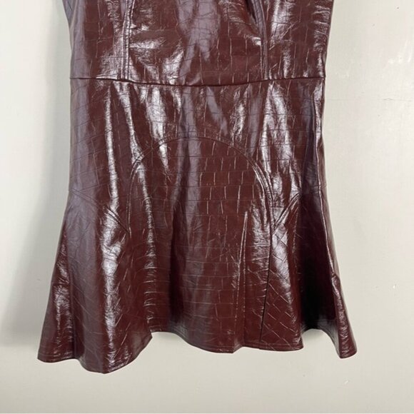 Avec Les Filles Women's Croc-Embossed Mini Dress Chocolate Brown Size 14 - Picture 9 of 16